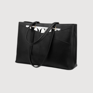 lovevook laptop tote bag for women 15.6 inch waterproof leather computer bags business office work briefcase black