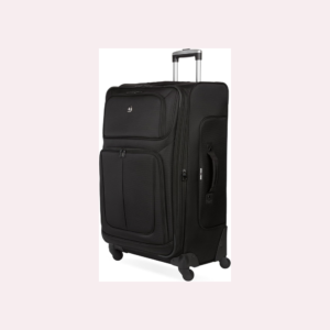 swissgear sion softside expandable spinner luggage durable lightweight travel suitcase, black, checked large 29 inch