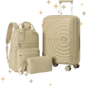 larvender carry on luggage set 22x14x9 airline approved, expandable 20 inch carry on suitcases with wheels, lightweight luggage sets 3 pieces with backpack, champagne