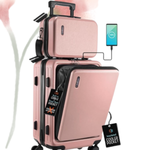 larvender carry on luggage set 22x14x9 airline approved, expandable 20 inch carry on suitcases with wheels, lightweight luggage sets 3 pieces with backpack, champagne